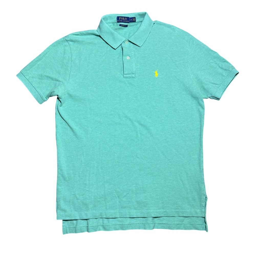 Polo Ralph Lauren Mens Classic Fit Green Pique Polo Shirt Short Sleeve Size L